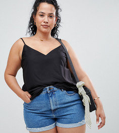 Двухслойный топ на тонких бретельках ASOS DESIGN Curve - Черный