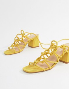 Желтые босоножки на среднем каблуке Public Desire Freya - Желтый