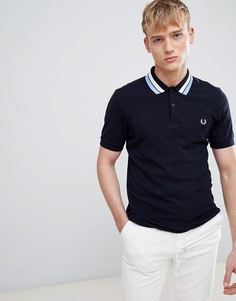 Темно-синяя футболка-поло с окантовкой Fred Perry - Темно-синий