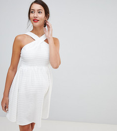 Короткое приталенное платье с перекрестом ASOS DESIGN Maternity - Белый