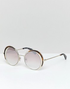 Круглые солнцезащитные очки в золотистой оправе с черепаховыми вставками Marc Jacobs - Золотой