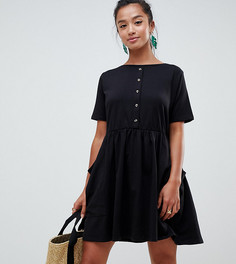 Свободное платье мини с карманами и пуговицами спереди ASOS DESIGN Petite - Черный