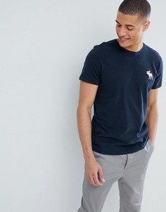 Темно-синяя футболка с круглым вырезом и логотипом Abercrombie & Fitch - Темно-синий