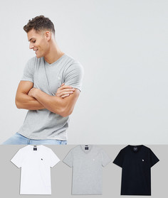 Комплект из 3 футболок с V-образным вырезом и логотипом (белый/серый/черный) Abercrombie & Fitch - Мульти
