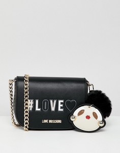 Сумка с надписью #Love и брелком для ключей Love Moschino - Черный
