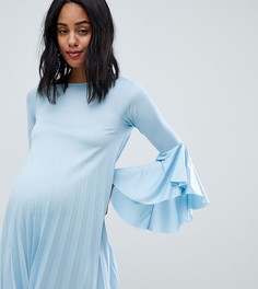 Платье с плиссировкой и оборками ASOS DESIGN maternity - Синий