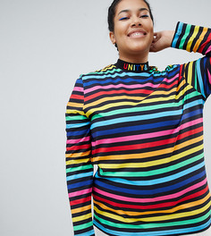 Лонгслив с высоким воротом и вышивкой ASOS DESIGN x glaad& Curve - Мульти
