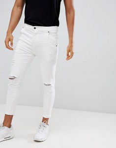Белые супероблегающие джинсы с рваной отделкой SikSilk - Белый