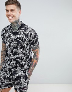 Черная обтягивающая рубашка пальмовым принтом Good For Nothing - Черный