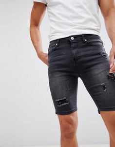 Черные джинсовые шорты скинни с рваной отделкой Good For Nothing - Черный