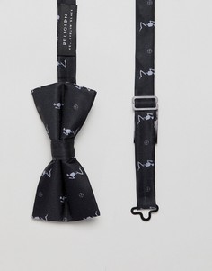 Черный атласный галстук-бабочка с принтом Religion - Черный