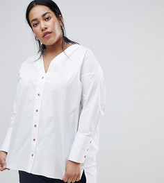 Удлиненная рубашка с роговыми пуговицами ASOS DESIGN Curve - Белый