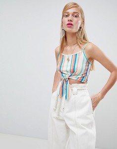 Топ в разноцветную полоску с завязкой спереди New Look - Мульти