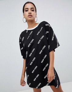 Платье-футболка с принтом Missguided New York - Черный
