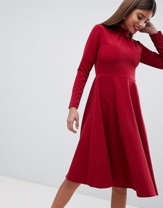 Короткое приталенное платье миди Closet London - Красный