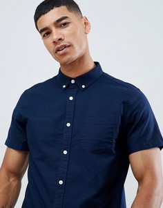 Темно-синяя оксфордская рубашка с короткими рукавами Burton Menswear - Темно-синий