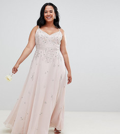 Платье макси с отделкой ASOS DESIGN Curve bridesmaids - Розовый