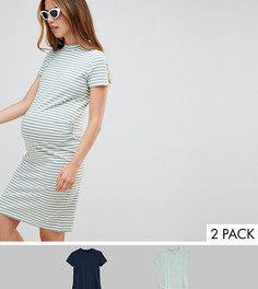 Трикотажное платье в полоску Mamalicious - Мульти Mama.Licious