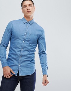Голубая джинсовая рубашка классического кроя New Look - Синий