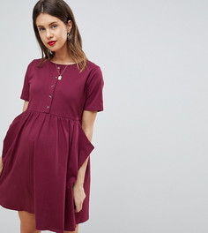 Свободное платье мини с карманами и пуговицами ASOS DESIGN Maternity - Красный