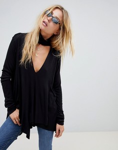 Oversize-футболка с чокером Free People Up Town - Черный