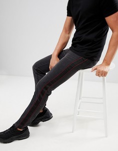 Черные джинсы скинни с полосками по бокам boohooMAN - Черный