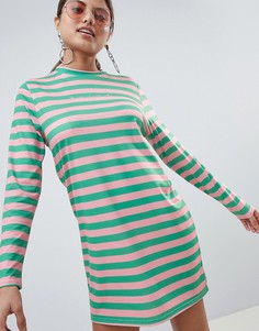 Платье-футболка в полоску PrettyLittleThing - Зеленый