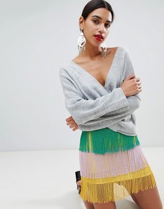 Джемпер с запахом Boohoo - Серый