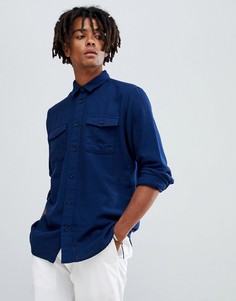 Хлопковая рубашка навыпуск классического кроя Selected Homme - Темно-синий