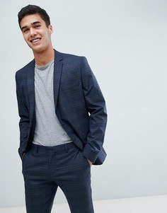 Темно-синий эластичный пиджак в клетку зауженного кроя Selected Homme - Темно-синий