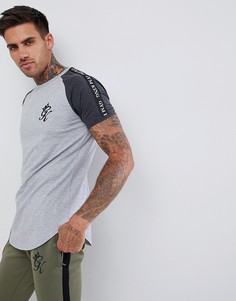 Серая облегающая футболка с контрастными рукавами Gym King - Серый