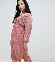 Плиссированное платье миди ASOS DESIGN Curve - Розовый