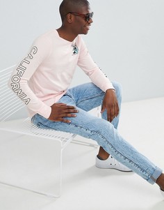 Розовый лонгслив с логотипом и меняющей цвет отделкой Hollister - Розовый