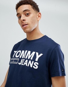 Черная футболка с логотипом Tommy Jeans Essential - Темно-синий
