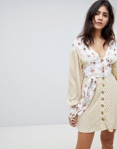Платье мини Free People Wonderland - Кремовый