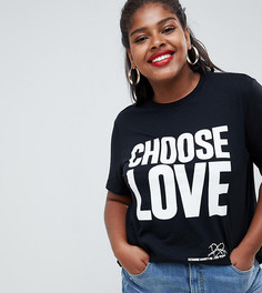 Черная футболка из органического хлопка Help Refugees Choose Love Curve - Черный