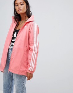 Розовая куртка с капюшоном и тремя полосками Adidas Originals - Розовый