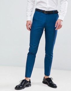 Синие зауженные брюки с добавлением льна Moss London - Синий