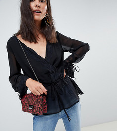 Топ с запахом и кружевной отделкой ASOS DESIGN Tall - Черный