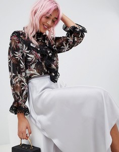 Блузка с цветочным принтом Amy Lynn - Черный