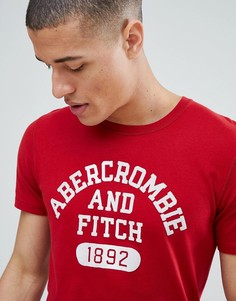 Красная футболка с круглым вырезом и принтом логотипа в университетском стиле Abercrombie & Fitch - Красный