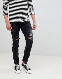 Черные джинсы скинни с рваной отделкой Abercrombie & Fitch - Черный