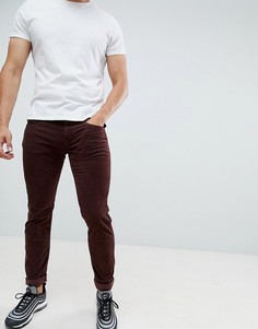 Бордовые вельветовые узкие джинсы стретч Replay Anbass - Красный