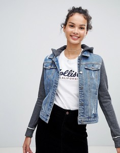 Джинсовая куртка с трикотажными вставками Hollister - Синий