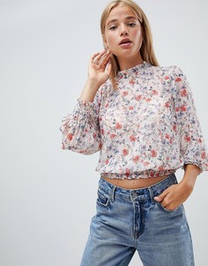 Блузка с цветочным принтом и эффектом металлик New Look - Мульти