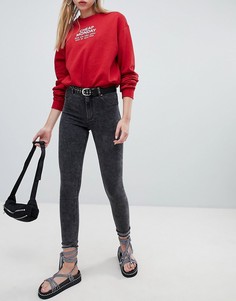 Джинсы скинни с завышенной талией и состаренной кромкой Cheap Monday - Черный
