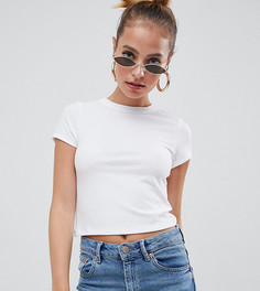 Белая узкая футболка в рубчик ASOS DESIGN Petite - Белый