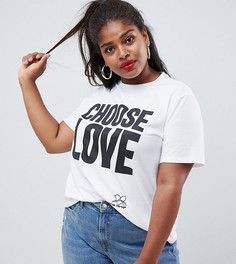 Белая футболка из органического хлопка Help Refugees Choose Love Curve - Белый