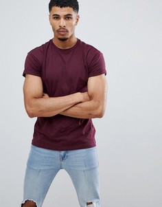 Бордовая футболка с отворачивающимся воротом New Look - Красный