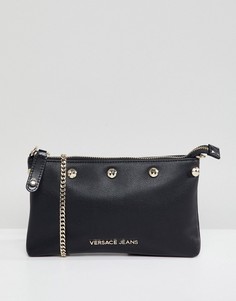 Сумка через плечо с ремешком-цепочкой и отделкой заклепками Versace Jeans - Черный